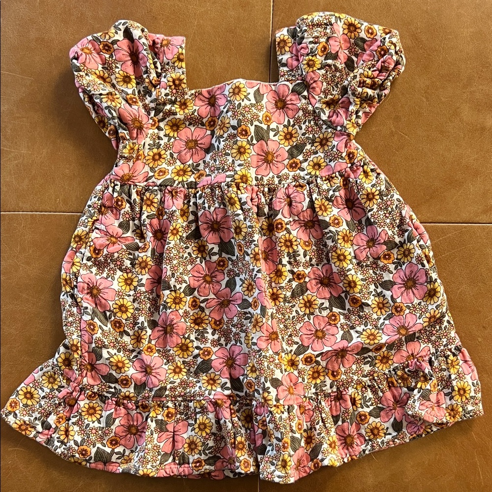 Cat & Jack Pink and Brown Floral Kids Dress
